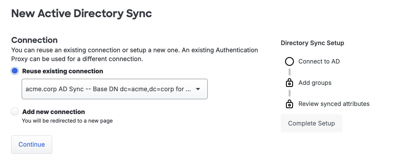 Reuse AD Sync Connection