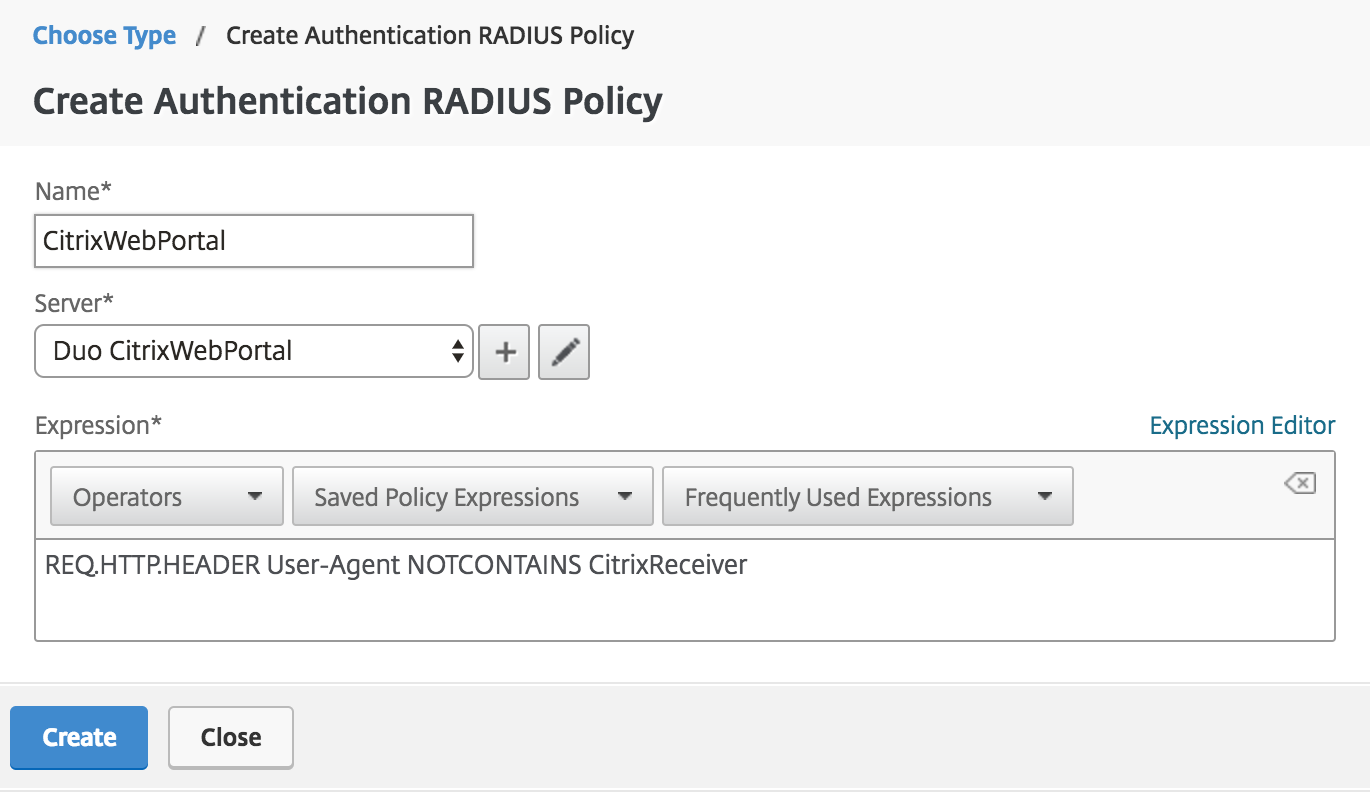 Create Web Browser Authentication Policy