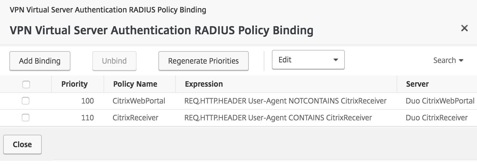 Duo Primary RADIUS Authentication Policies