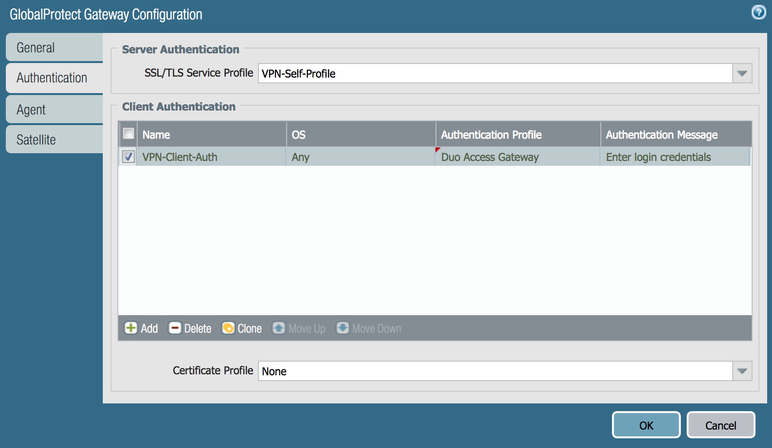 Palo Alto Networks Gateway Configuration