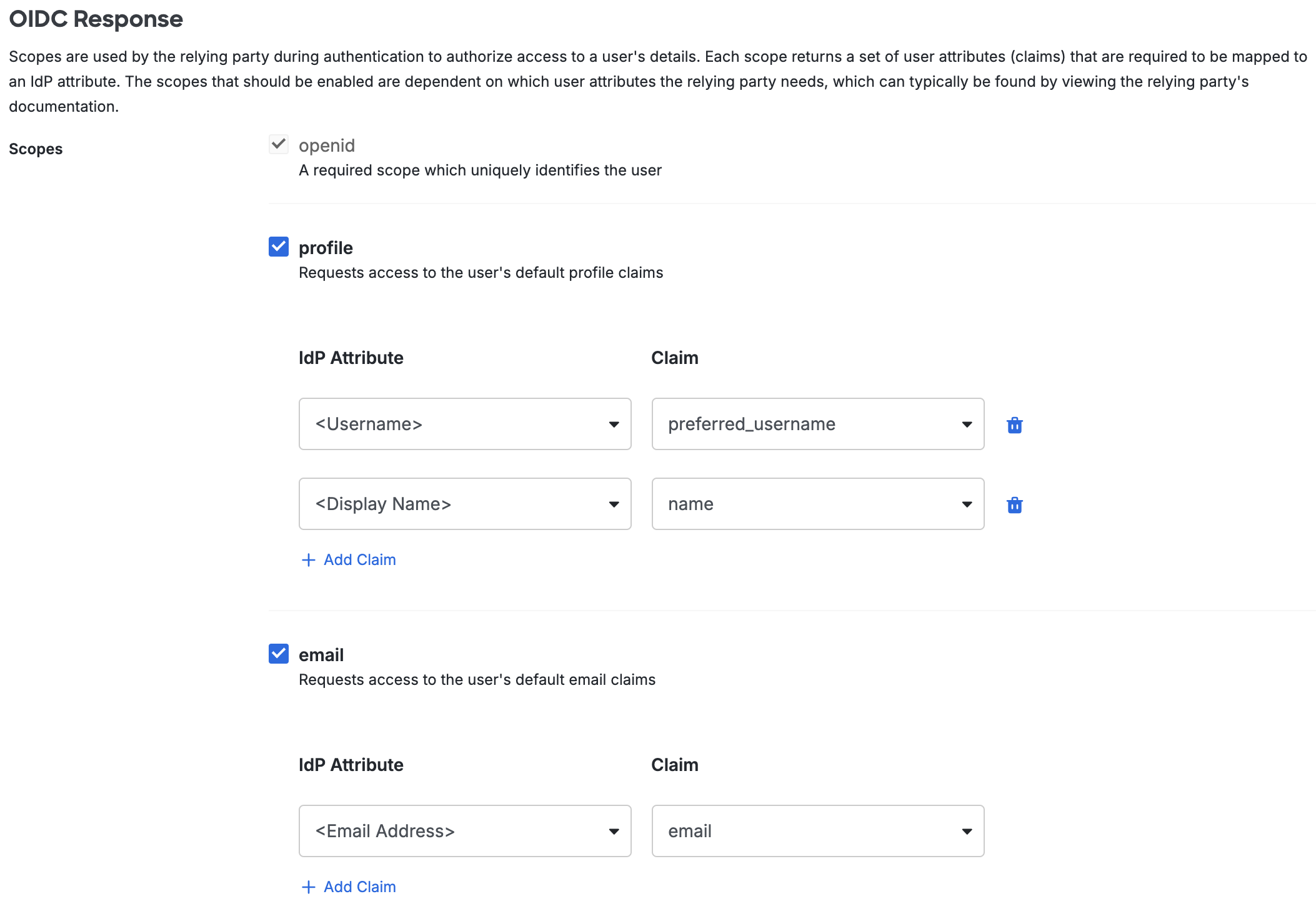 Duo Red Hat OpenShift OIDC Response Section