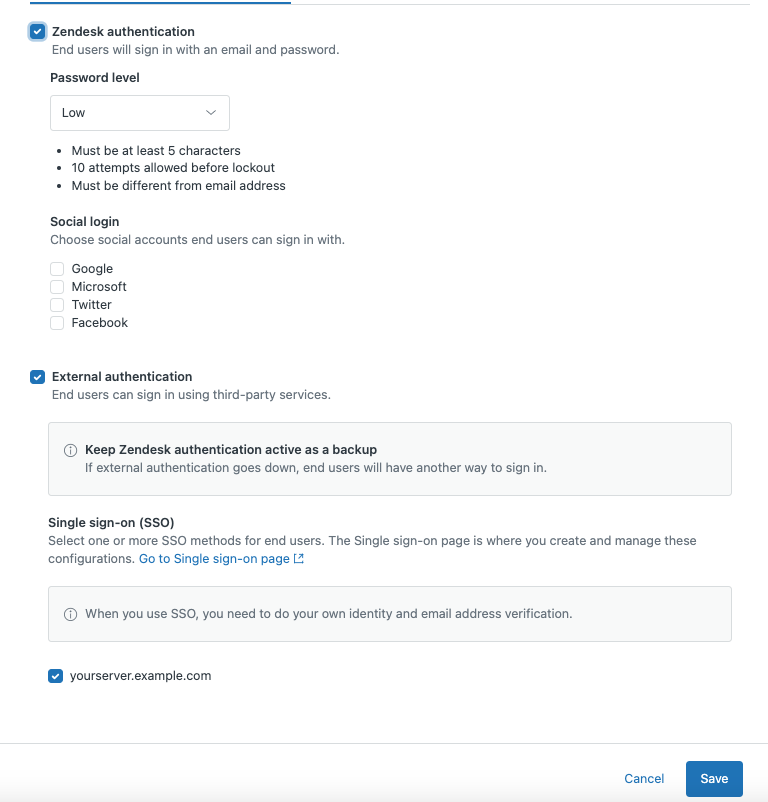 Zendesk Single Sign-On End User Authentication