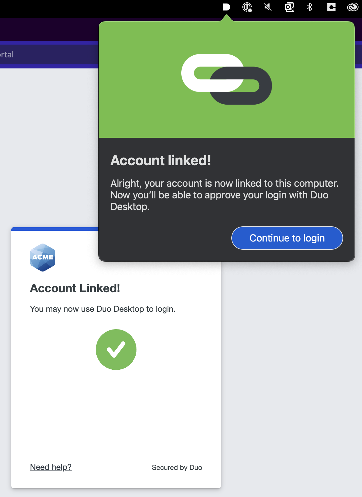 Continue to Login for Duo Desktop authentication on macOS