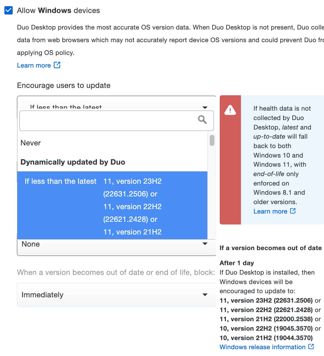 Windows OS Policy Changes