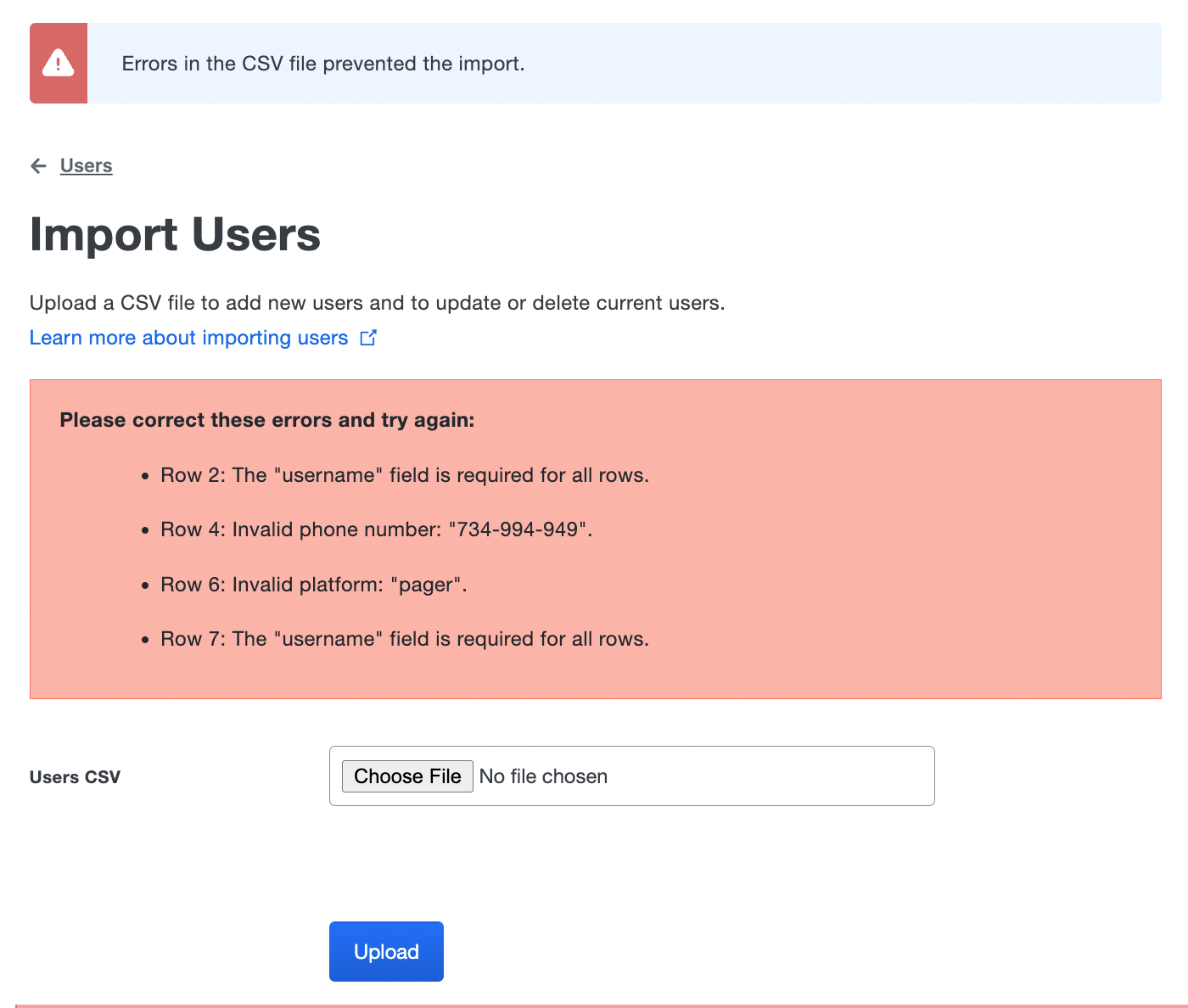 CSV Import File Error