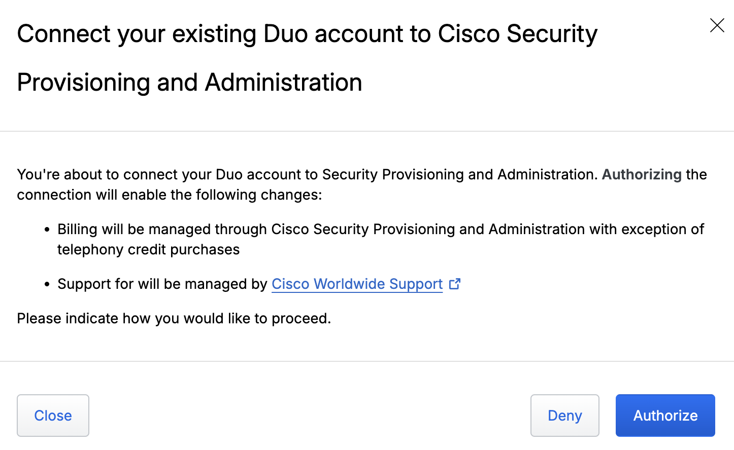 Authorize Provisioning Duo