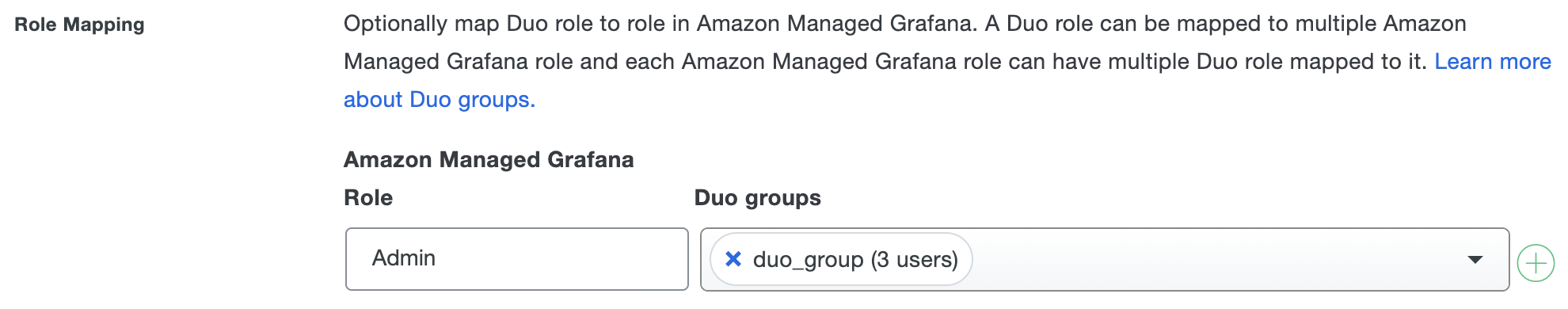 Duo Amazon Managed Grafana Group Mapping Fields