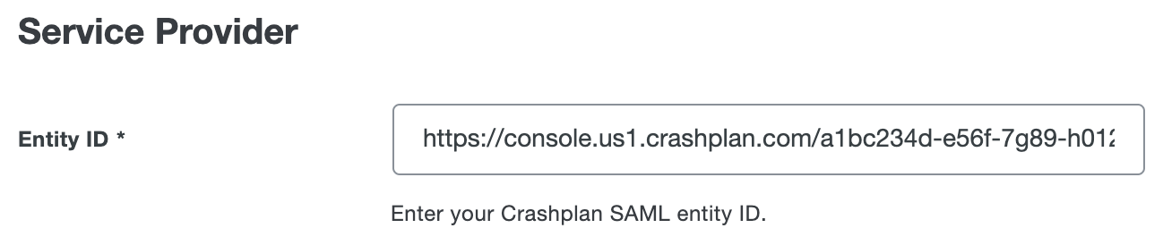 Duo CrashPlan Entity ID Field