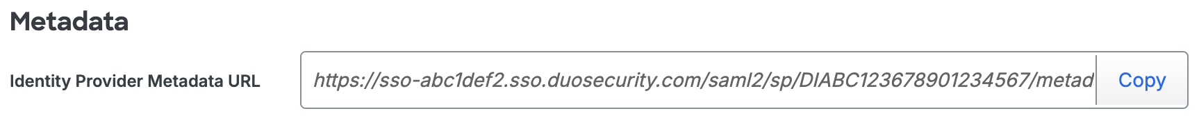 Duo Honeycomb Identity Provider Metadata URL