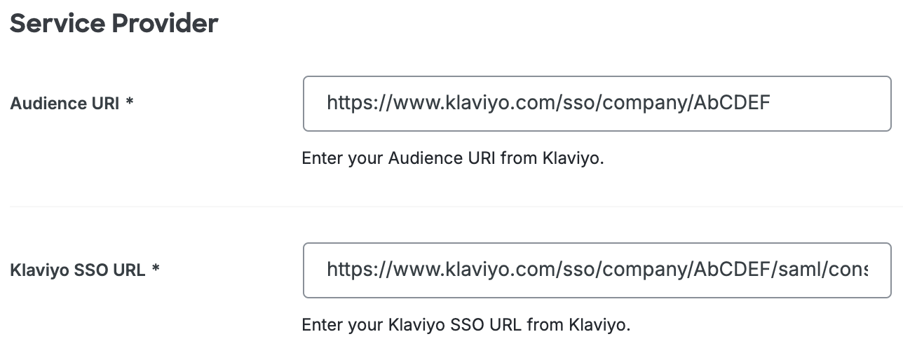 Duo Klaviyo Service Provider Fields