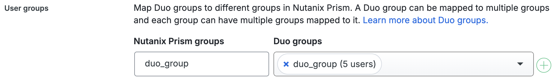 Duo Nutanix Prism Group Mapping Fields