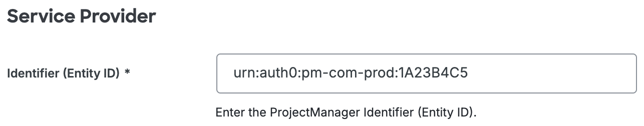 Duo ProjectManager Identifier (Entity ID)