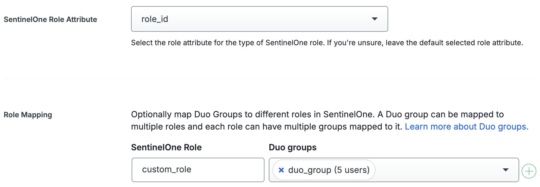 Duo SentinelOne Custom Role Fields