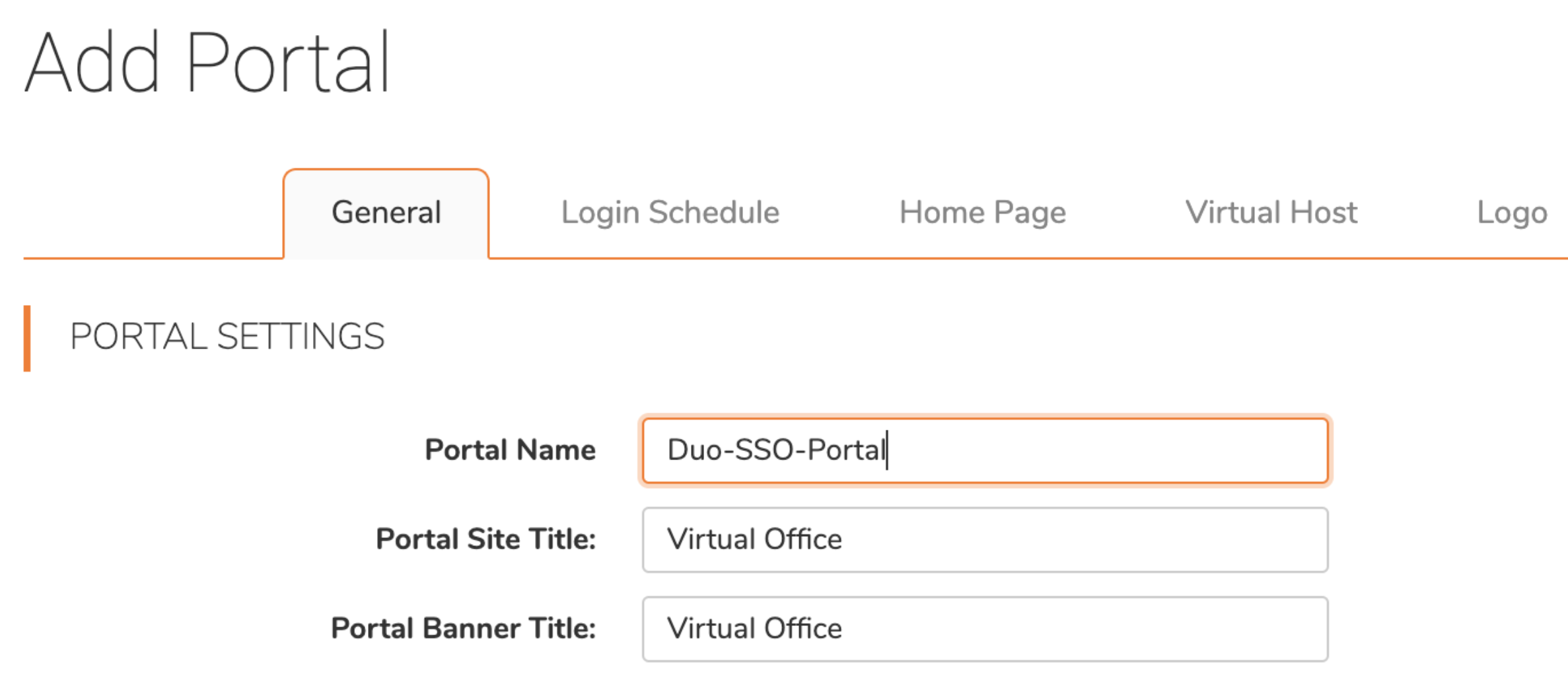 SonicWall SMA 200 Series Portal Name Field