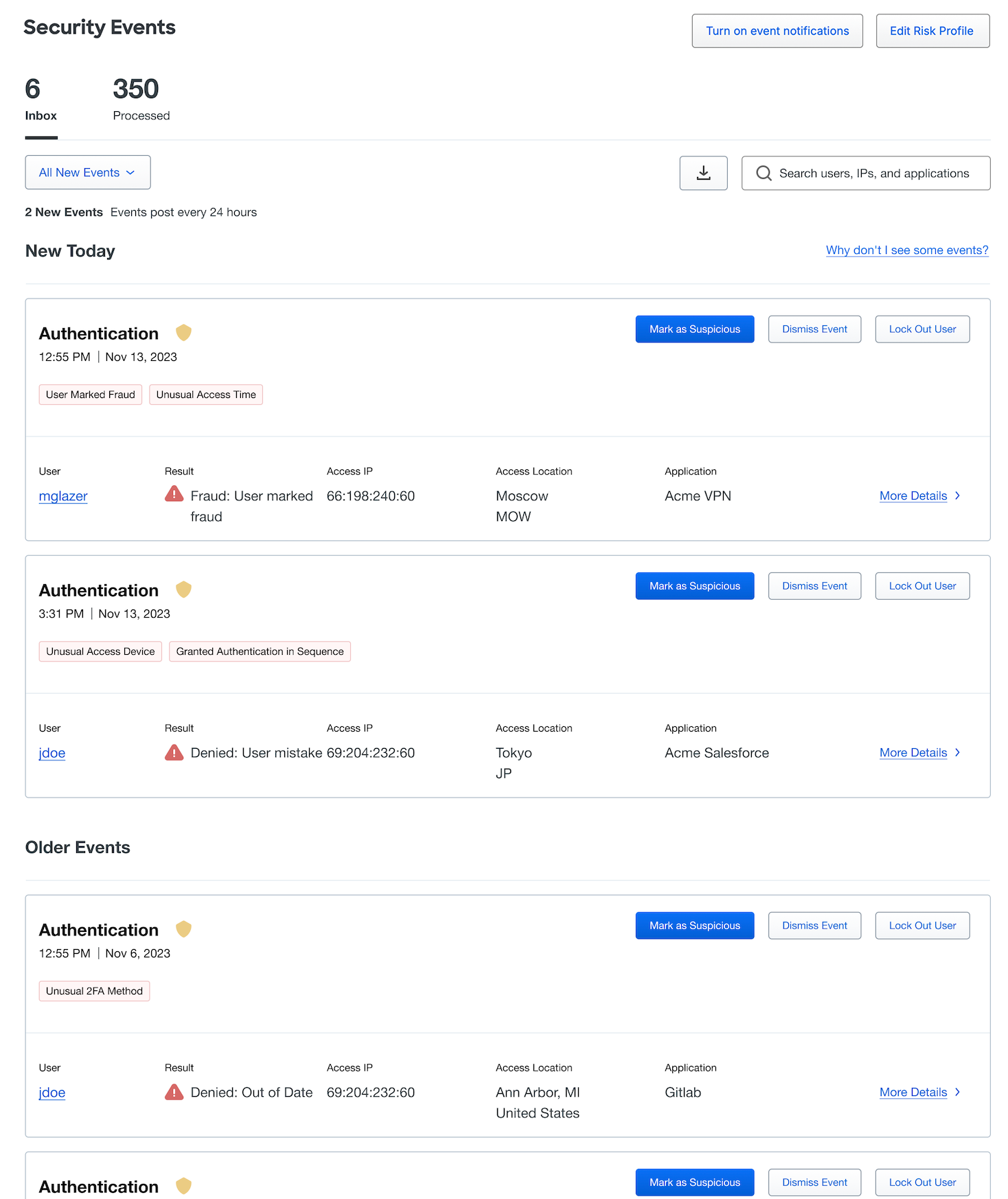 Security Events Dashboard