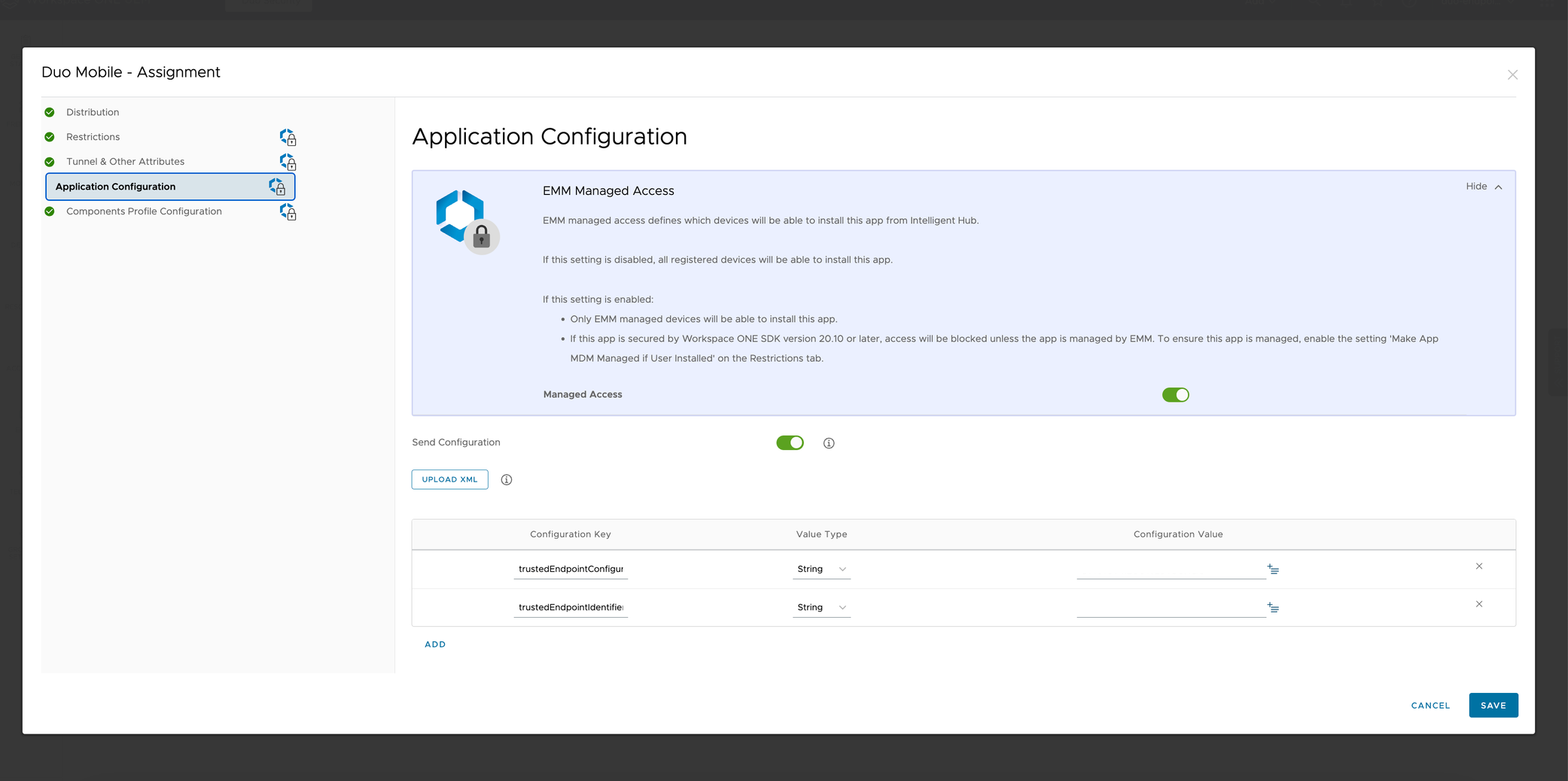 Duo Mobile Assignment Application Configuration